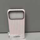 Jusy Compatible with MagSafe Striped Case for iPhone 17 Pro Max, Cute Aesthetic Striped Magnetic Phone Case, Soft TPU and Hard PC Protective Phone Cover for Women Girls(Matte)- Pink and White