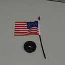 ANLEY American Deluxe Desk Flag Set - 6 x 4 inch Miniature US National Desktop Flag with 12" Solid Pole - Vivid Color and Fade Resistant - Black Base and Spear Top