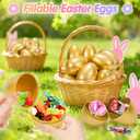 SevenQ Golden Plastic Easter Eggs Empty 36Pcs 3.15" Fillable Easter Basket Stuffers Fidget Toy Easter Gifts for Kids Party Favors Pinata Treasure Box Candy Goodie Bags Fillers Egg Hunt Essentials