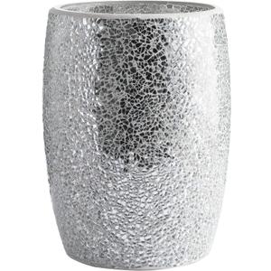 WHOLE HOUSEWARES | Bathroom Wastebasket | Mosaic Glass Decoration | Bathroom Trash Can | Bathroom Accessory | Shiny Glass Garbage Can | 7.5" x 10" (Silver)