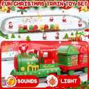 Christmas Train Set for Toddlers 2-4: Electric Toy Train with Light & Music, Toddler Toys for 1 2 3 Year Old Boy Girl, 6 Santa Finger Puppets, Track for Around Tree, Stacking Barns