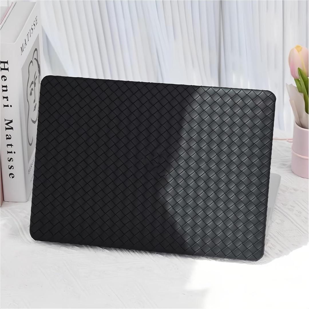 Woven Case for MacBook Air 13.6 inch M5 M4 2026-2022 A3449 A3240 M3 A3113 M2 A2681, Woven Fabric Textured Leather Plastic Hard Shell&Keyboard Cover for Mac Air13 M4 Weave Laptop,Boho Black
