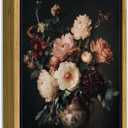 Framed Vintage Dark Floral Wall Art Moody Flower Picture Wall Decor Retro Antique Still Life Painting Print Artwork for Bedroom Bathroom Home Decoration 8x10in