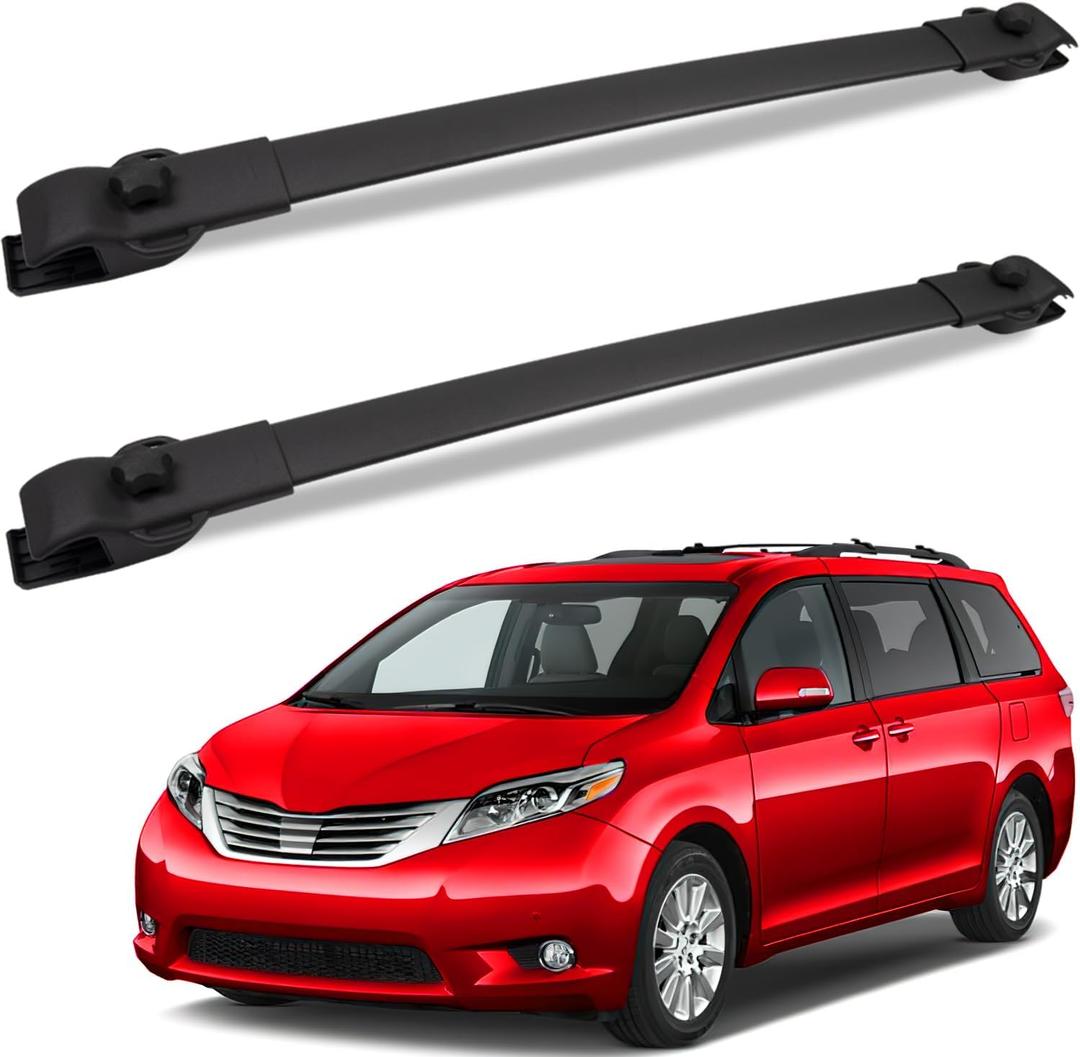 FengYu Roof Rack Cross Bars 220lb Compatible with 2011-2020 Toyota Sienna, Heavy Duty Aluminum clampers and Bars Cargobar Black Rooftop Rails Carrying Bag Luggage Canoe Bike Kayak Carrier
