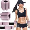 Patented Design Pilates Wrist and Ankle Weights for Women & Men - (1LBx2pc) Set of 2LBs Adjustable Silicone Weighted Bracelet Set for Gym, Yoga, Pilates, Cardio & Strength Training Wrist Weights for Women Wearable (Pink)