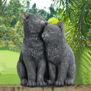 Wenqik Black Cat Statue for Garden Couple Kitten Figurines Decor Resin Cat Sculpture Decorative Garden Statues for Outside Patio Yard Farmhouse Gifts for Animal Lovers Mom 8.66 x 5.7 x 10.62 Inch