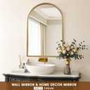 Arched Wall Mirror for Bathroom, 30"x40" Metal Beaded Frame Decorative Accent Mirror, Large Modern Distressed Hanging Wall Decor for Washroom, Bedroom, Living Room, Entryway, Antique Gold