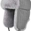 Winter Hat for Men Women Trapper Hat with Ear Flaps, Windproof Russian Trooper Hat for Cold Weather Hunting Skiing