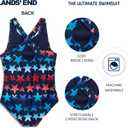 Lands' End Girls' UPF 50+ Stretch Crisscross Back One Piece Swimsuit (Blue,large)