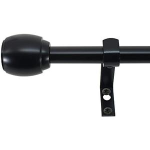 Decopolitan 5/8" Cap Curtain Rod Set, 28 to 48 Inches, Black