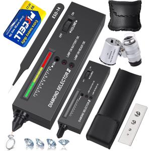 Diamond Tester Professional, High Accuracy Jewelry Diamond Tester Pen, Electronic Diamond Gem Tester and Tester Pen 60X Magnifying Glasses Tool Kit for Novice Expert