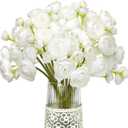 Letjolt Ranunculus Artificial Flower White Silk Flowers Faux DIY Bouquet for Wedding Engagement Centerpieces Arrangements Bridal Shower Decorations Home Decor 18pcs