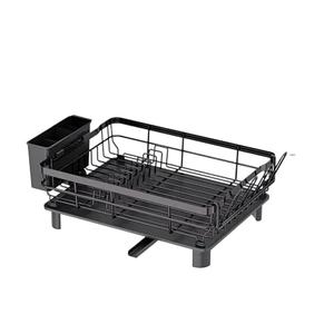 Over Sink Dish Drying Rack - Kitchen Utensils Organizer with Drain Board - Countertop Dish Drainer for Plates, Bowls, Chopsticks, Spoons - Space-Saving Dish Rack for Efficient Kitchen Organ