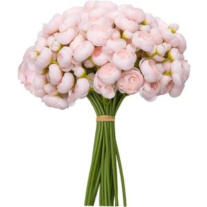 32Pcs Ranunculus Artificial Flower, Faux Silk Mini Ranunculus Flowers for DIY Bouquet, Bulk Fake Peony Wedding Filler Flowers for Centerpieces Arrangements Bridal Shower Decorations Light Pink