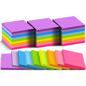 (36 Pack) Sticky Notes 3x3 in Post, 9 Bright Colors Self-Stick Note Pads it, Strong Adhesive, Easy to Post for Home, Office, Notebook