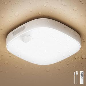 FULEN Shower Lights IP65 Waterproof, Motion Sensor Ceiling Light, Rechargeable Closet Light with 10000mAh Battery, LED Shower Lamp for Bathroom, Cordless Ceiling Lamp with RGB Colors