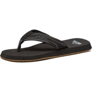 Quiksilver Monkey Wrench Flip Flops for Men, Arch Support Athletic Mens Sandals, Size 6 to 15 Thong Mens Slides (11, Black/Brown)