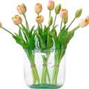 DUYONE 15pcs Artificial Tulips Flowers, Latex Bouquet, Fake Tulips for Office Wedding Party Home Kitchen Garden Decoration-B Pink Champagne