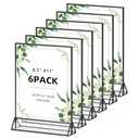 foltsyga 8.5x11 Picture Frame Black Acrylic Sign Holder Double-Sided Display Stand for Wedding Signs Table Numbers Menu Holders， Pack of 6