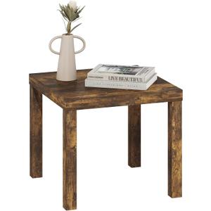 Furinno Classic Side Table, Square Modern End Table with 1.8" Triple Thick Tabletop, Simple Night Stand, Bedside Table, Toolless Assembly, for Living Room, Bedroom, Amber Pine, Standard, Set of 1
