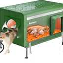 Pawtners Heated Outdoor Cat House for Outside Cats, 26'' XL Insulated Weatherproof Cat Shelter with Heated Pad, Elevated Feet & Escape Door, Warm Kitty House for Feral or Stray Cats in Winter (Green)
