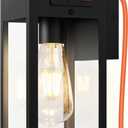 Porch Lights Outdoor Wall Sconce, Outdoor Light with GFCI Outlet, Waterproof Exterior Wall Lantern Light Fixtures, Anti-Rust Wall Lamp with Clear Glass for Patio Doorway Garage- Black, 1 Pack (No Sensor, Standard)