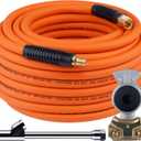 Truck Tire Inflator Kit, 3/8 x 50FT Hybrid Air Hose with 1/4" Chuck and 1/2" NPT Universal Gladhand Connection (Orange)
