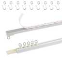 TYRON Adhesive Curtain Track Ceiling or Wall Mount(224"/ 18.7 FT), Ceiling Track Room Divider, Self Adhesive Curtains Rod No Drill, Screws or Tools, Curtain Hangers No Damage