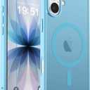 zapica Magnetic for iPhone 17 Case, with [Tempered Glass Screen Protector] [Compatible with MagSafe] Translucent Matte Shockproof Anti-Scratch Phone Cover, Light Blue