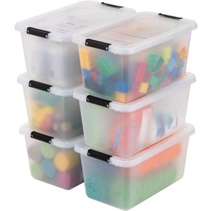 IRIS USA 6-Pack Clip Box with Latching Lids, 13 Quart Craft Storage Bins, Art & Writing Supply Containers for Home, Office & Classroom Organization