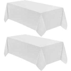 VidaFete 2 Pack 90*132inch Rectangle Tablecloth Polyester Table ClothStain Resistant and Wrinkle Polyester Dining Table Cover for Kitchen Dinning Party Wedding Rectangular Tabletop Decoration(White)