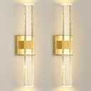Set of 2 Gold LED Wall Sconce Lights Warm Light Modern Crystal Wall Lights Vanity Lighting Fixtures Sconces for Bathroom Living Room Bedroom Dining Room Hallway