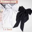 2 x Big Silky Satin Hair Bows 2pcs 3pcs 6pcs Pack for Women Hair Ribbons Oversized Long Tail White Black Pink Multicolor Large Hair Barrettes Metal Clips Bowknot Aesthetic Accessories DX Grandway