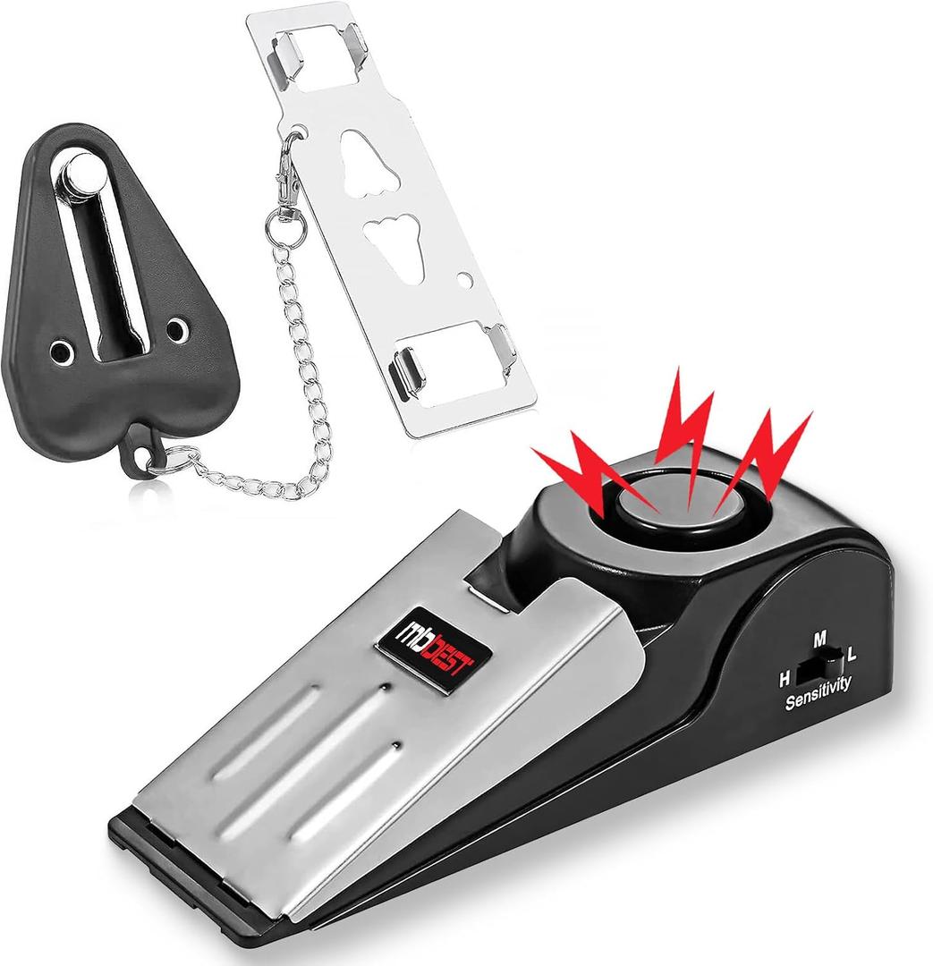 MBBEST Door Stop Alarm & Hotel Door Lock,Dual Protection Security Door Kit,Door Security Devices Pocket Door Stopper Self Defensey Tools for Hotel Travel Home Apartment House (black+black)