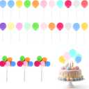 Jeffdad 30Pcs Colorful Balloon Cake Topper Round Cupcake Toppers DIY Cake Insert Topper Cake Balls Decorations for Wedding Birthday Baby Shower Cake Decoration