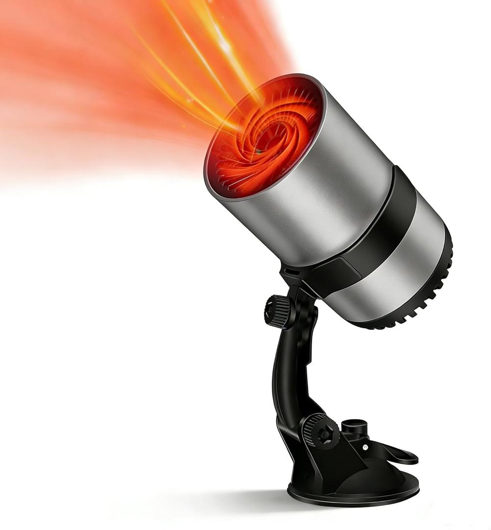 2026 New Portable Car Heater,Windshield Defroster & Defogger,12V Car Heaters For Vehicle with Air Purified & Builtin Fuse Safety,2in1 Fast Heating & Cooling Fan with Suction Holder