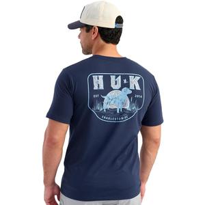 HUK Men's Pocket Tee, Comfortable Performance Fishing Short Sleeve T-Shirt with Chest Pocket (X-Large, Naval Academy)