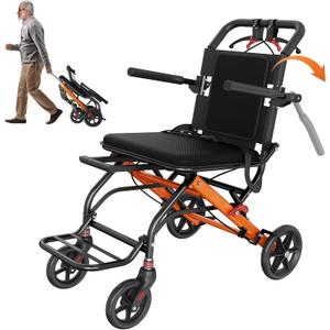 Lightweight Foldable Transport Wheelchair, Portable Travel Wheelchair