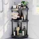 Corner Shower Caddy Standing, 3 Tier Shower Organizer Stand with Soap Holder, Rustproof Shower Shelves for Bathroom Storage, Grey
