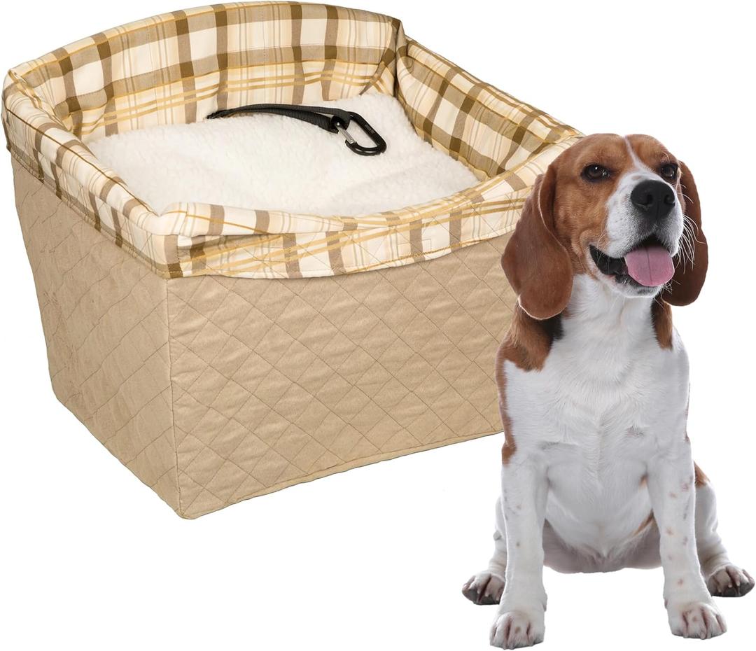 PetSafe Happy Ride Quilted Dog Safety Seat - Dedicated Pet Car Seat for Safer Travel - Elevated Pet Booster for Window Views - Machine Washable Removable Cover - Fits Most Cars