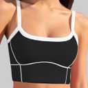 Workout Crop Tank Tops for Women - Scoop Neck Longline U Back Sports Bra Padded Yoga Camisole with Built in Pads (Black, S)