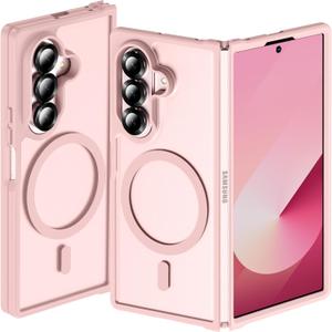 Hensinple for Samsung Galaxy Z Fold 6 Case, [Compatible with MagSafe][Slim Fit], Magnetic Charing Translucent Matte Back Shockproof Phone Case for Z Fold 6, Pink