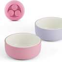 Elk and Friends Kids Porcelain Bowls with Silicone Suction Sleeves | Suitable for Babies/Toddlers | Microwave & Dishwasher Safe | Stay Put Dinnerware | Snack Dishes | 2 Pack (Lilac/Blush)