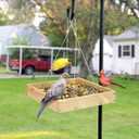 TT Nature Platform Bird Feeder for Outdoor, Eco-Friendly Wood Hanging Tray Bird FeedersDurable and Stable Great for Hanging Wild Birdfeeder Trays in Garden Outside