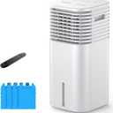 FLOWBREEZE 24" Windowless Portable Air Conditioner, 15H Timer & 120Oscillation, 3-IN-1 Portable AC Unit w/Remote, 2Gal Tank, 3 Modes & Speeds, Ultra-Quiet Ventless Swamp Cooler for Home Office, White