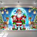 Christmas Backdrop Photography Background Santa Claus Elves Reindeer71x43 Inch Winter Wonderland Happy Holiday Family Party Birthday Glitter Merry Xmas Decoration Photo Booth Prop