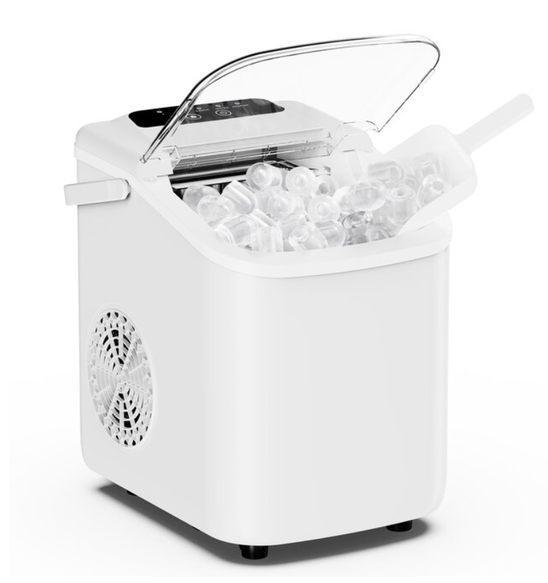 Sweetcrispy 22-lb Ice Per day Bullet Ice Maker with Self-Cleaning and 0.9 lbs Ice Storage White