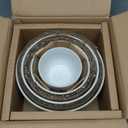 KooK Ceramic Mixing Bowls, Nesting Set of 4, Embossed Kitchen Dishware, Prep, Serving, Gift, Microwave and Dishwasher Safe, 20/44/98/145 oz, Narbonne Collection (Ivory)