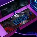 Japanese Riverside Full Moon Desk Mat Large Mouse Pad Gaming Mousepad Extended XL Keyboard Mat Computer Laptop Mouse Desktop Mat 31.5 X 11.8 Desk Decor (Dark Moon Canyon)