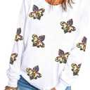SELINK Womens Sequin Sweatshirt Oversized Crewneck Long Sleeve Casual Pullover Tops (White, XXL)